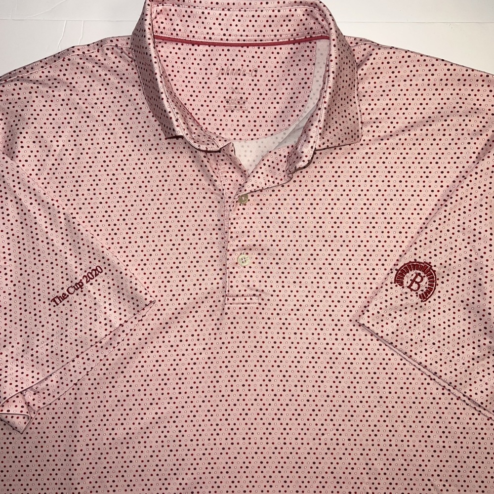 Johnnie-O Pink Shirt Men's XL The‎ Cup 2020 "B" Logo On Sleeves Polo Golf